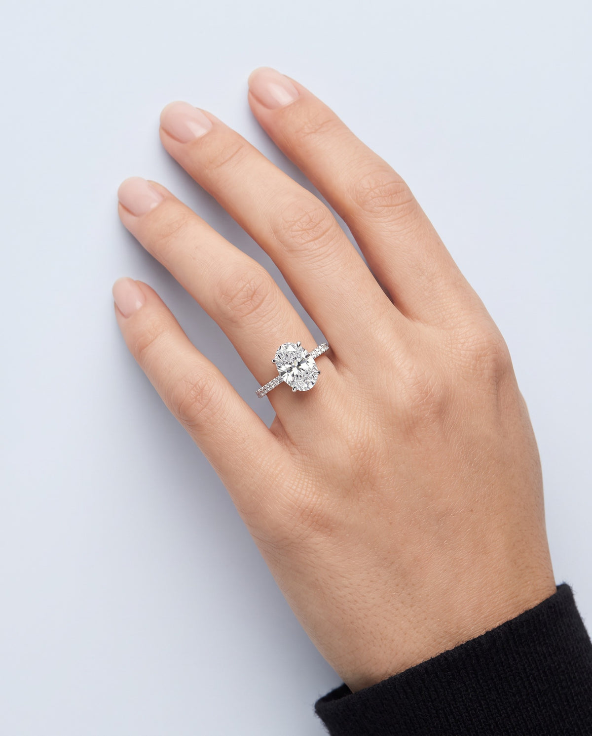 Elan Oval Moissanite Ring - on model