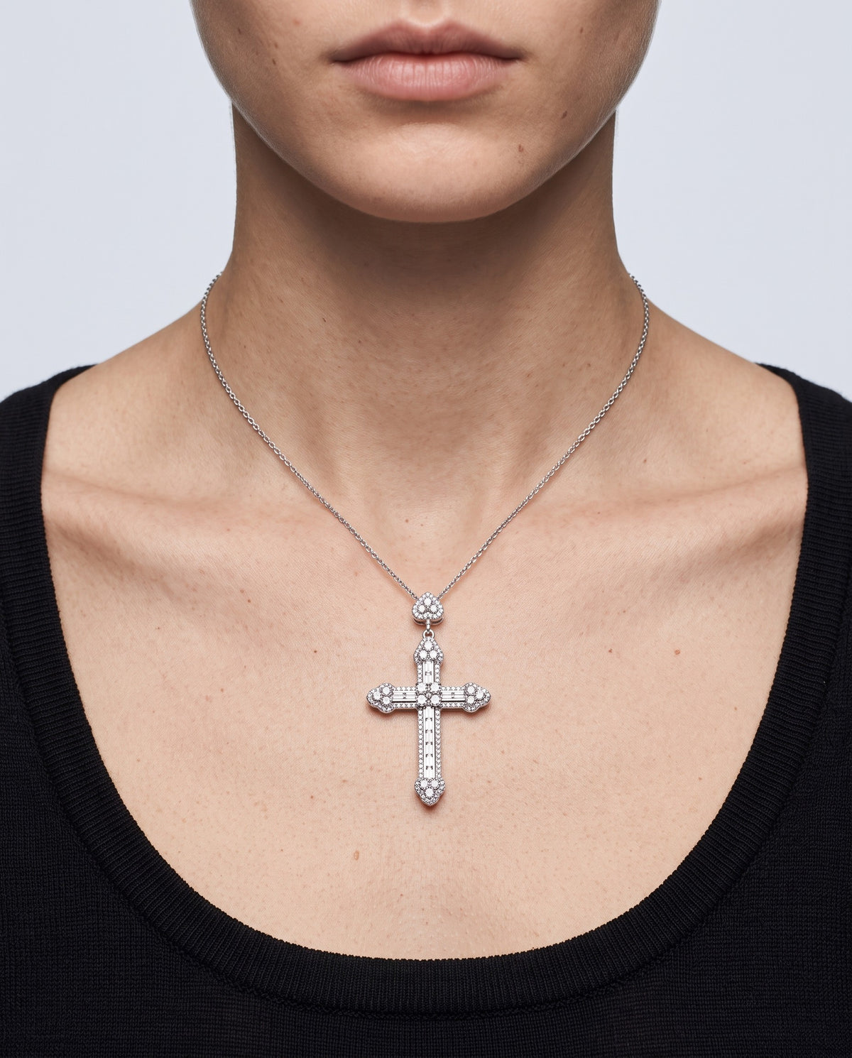 Faith Cross Pendant Necklace - on model