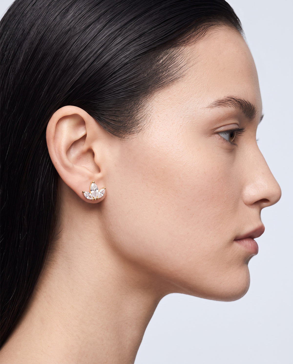 Fern Leaf Stud Earrings - on model