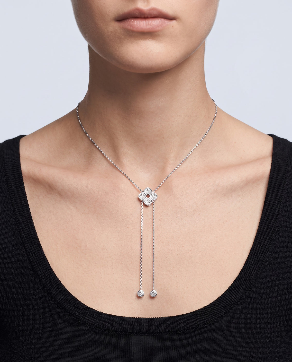 Garden Moissanite Flower Necklace - on model