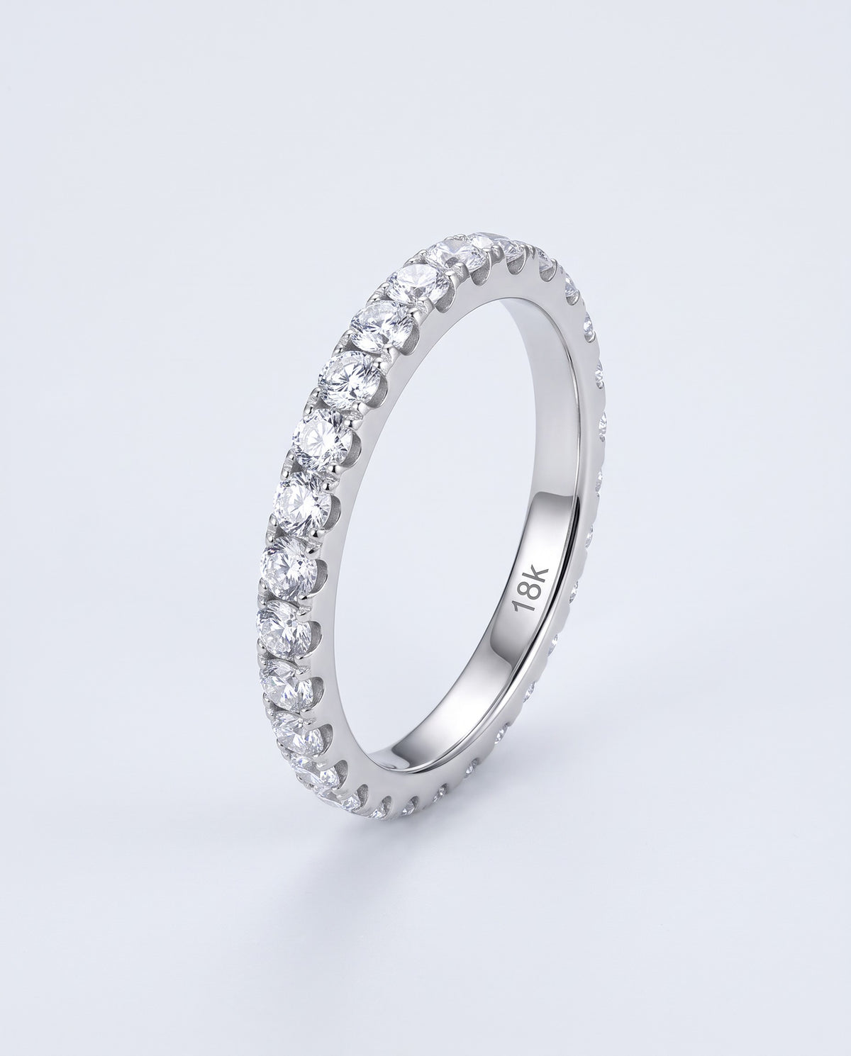 Infinity Moissanite Eternity Ring - angle