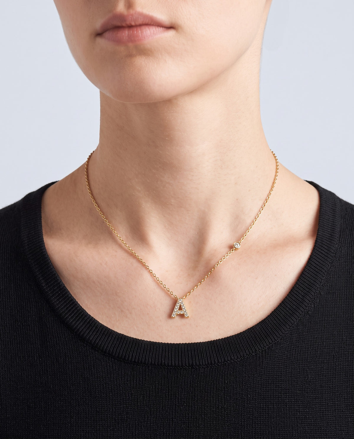 Initial Initial Pendant Necklace - on model