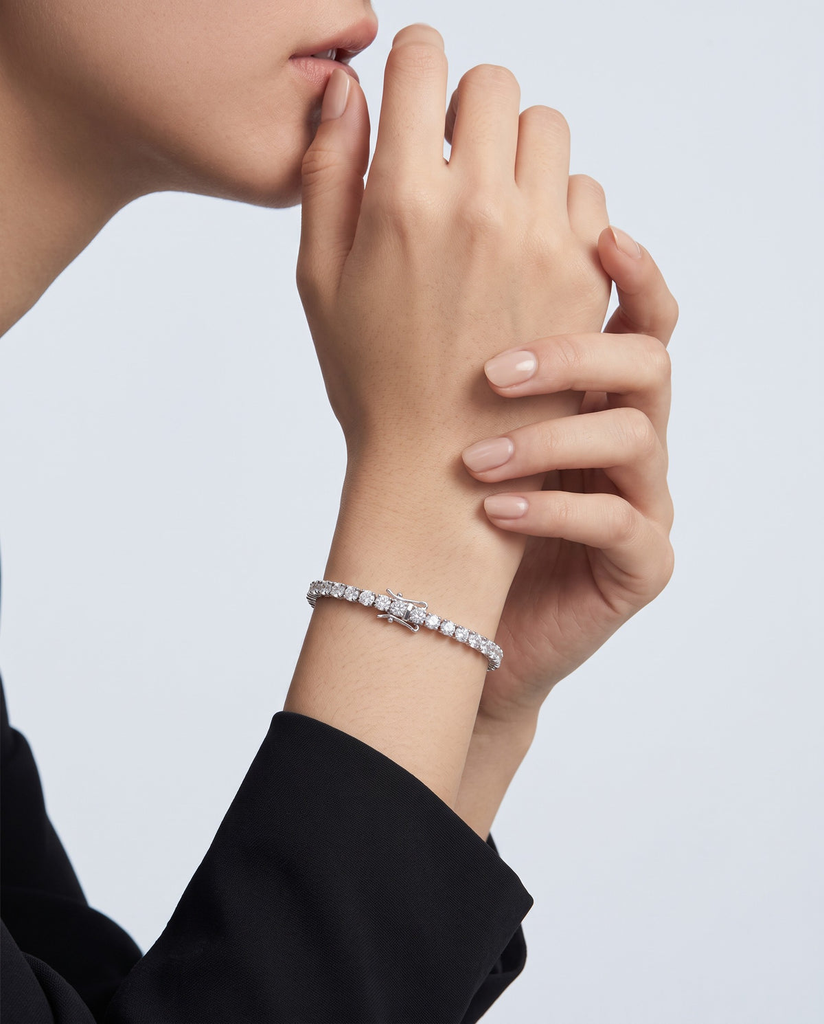 Line Moissanite Tennis Bracelet - on model