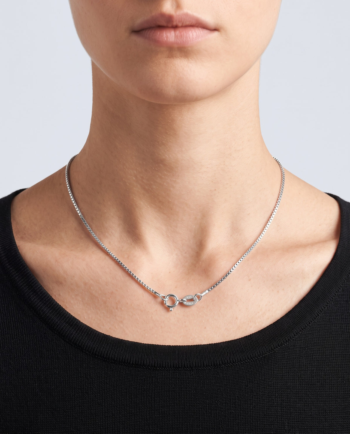 Linear Box Chain Necklace - on model