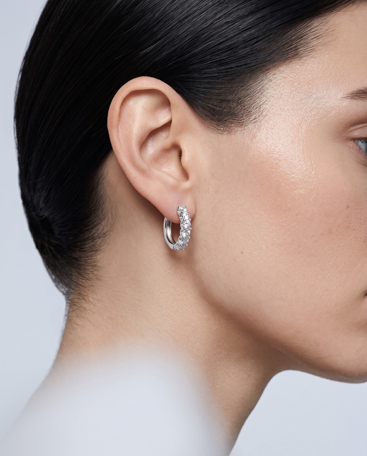Loop Small Moissanite Hoop Earrings - angle