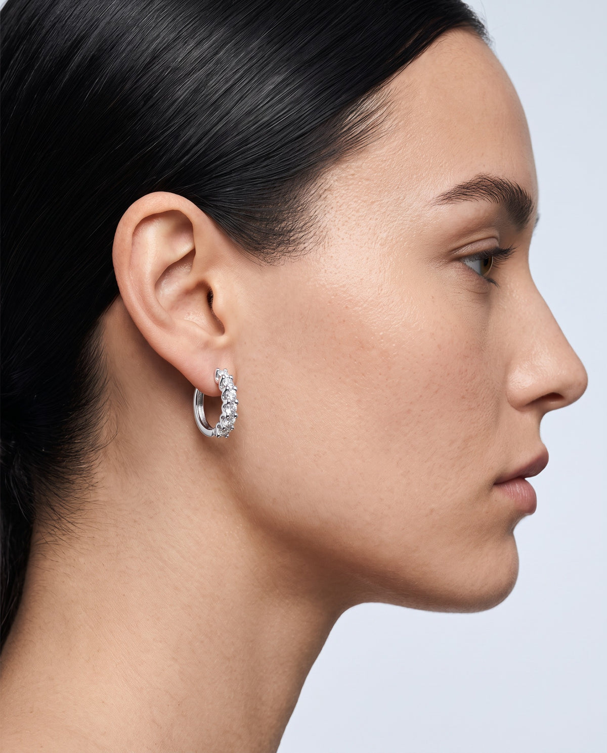 Loop Small Moissanite Hoop Earrings - on model