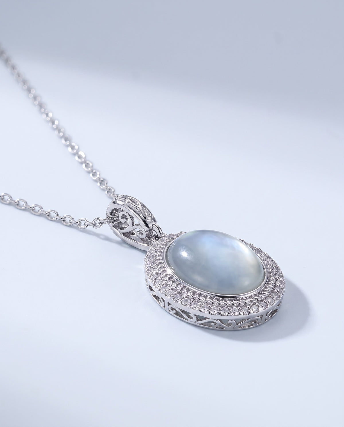 Luna Moonstone Pendant Necklace - angle