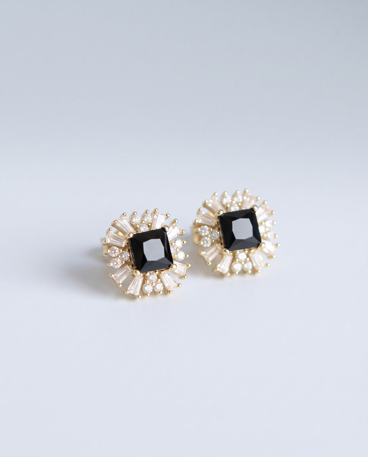 Noir Black Stone Earrings - angle