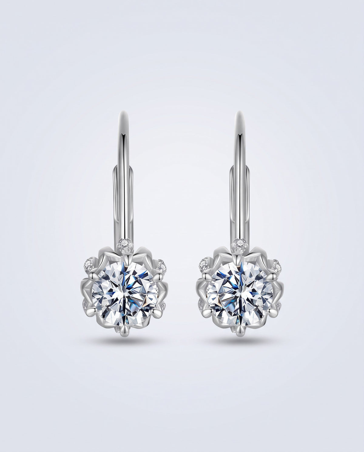 Petal Moissanite Flower Earrings - packshot