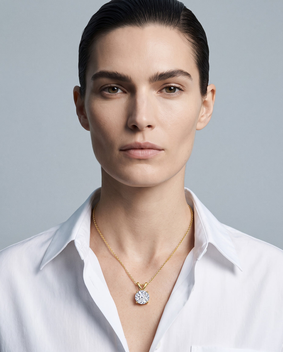 Prima Solitaire Moissanite Pendant Necklace - campaign