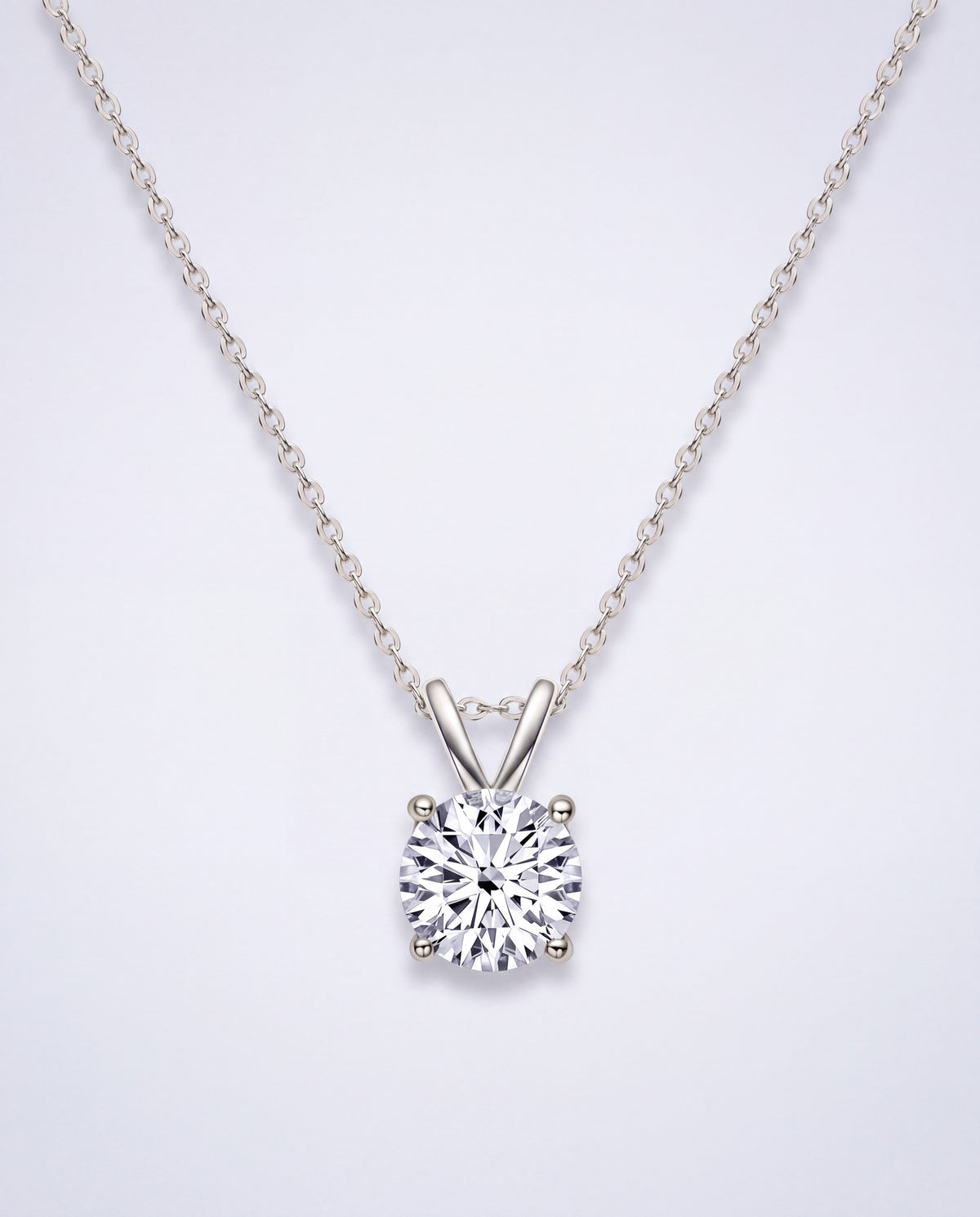 Prima Solitaire Moissanite Pendant Necklace – Silver product photo