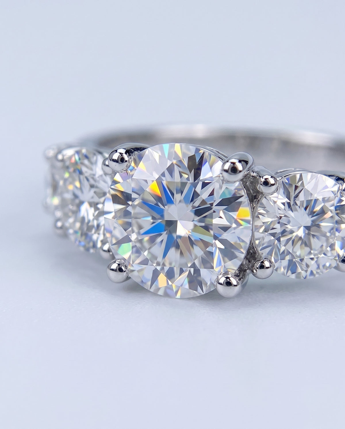 Quintet Five-Stone Moissanite Ring - detail