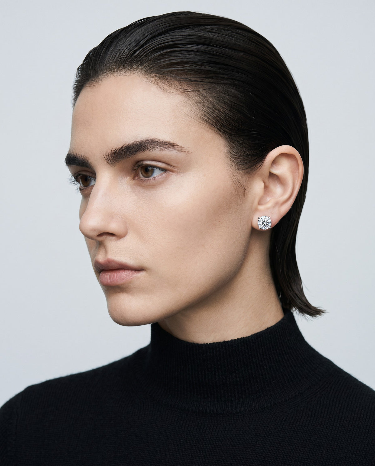 Radiant Moissanite Stud Earrings – editorial campaign image