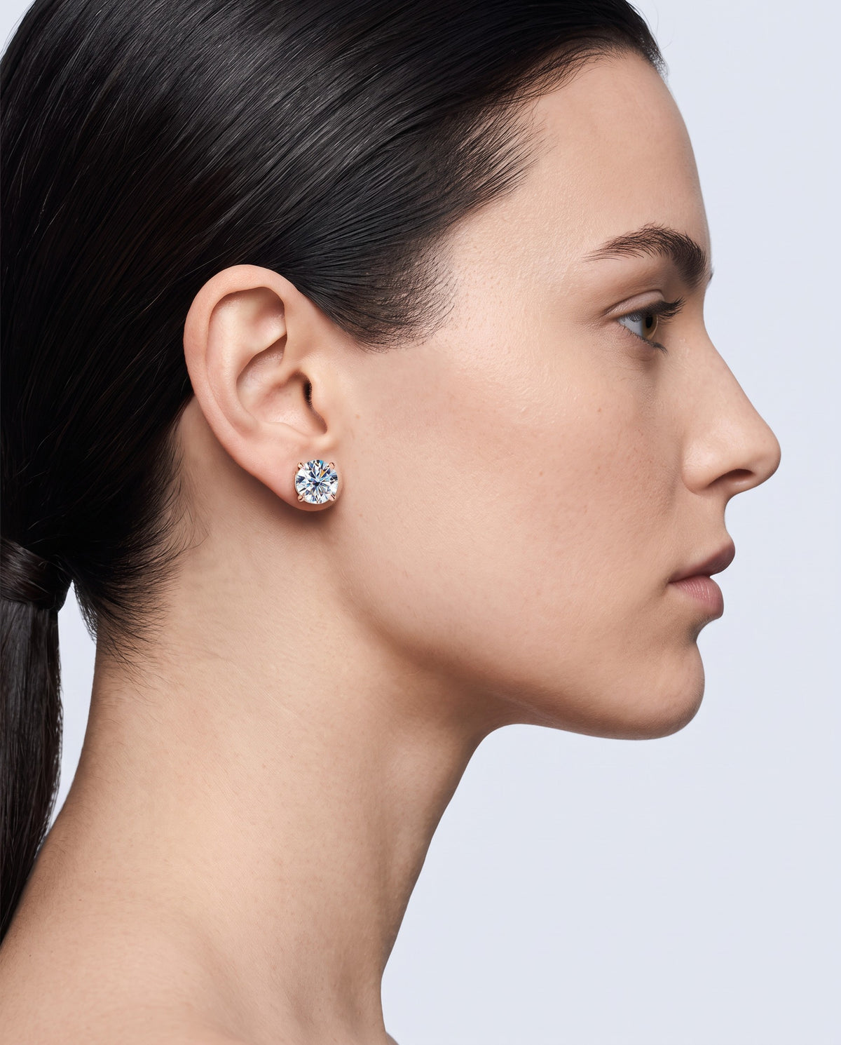 Rosa Moissanite Stud Earrings - on model