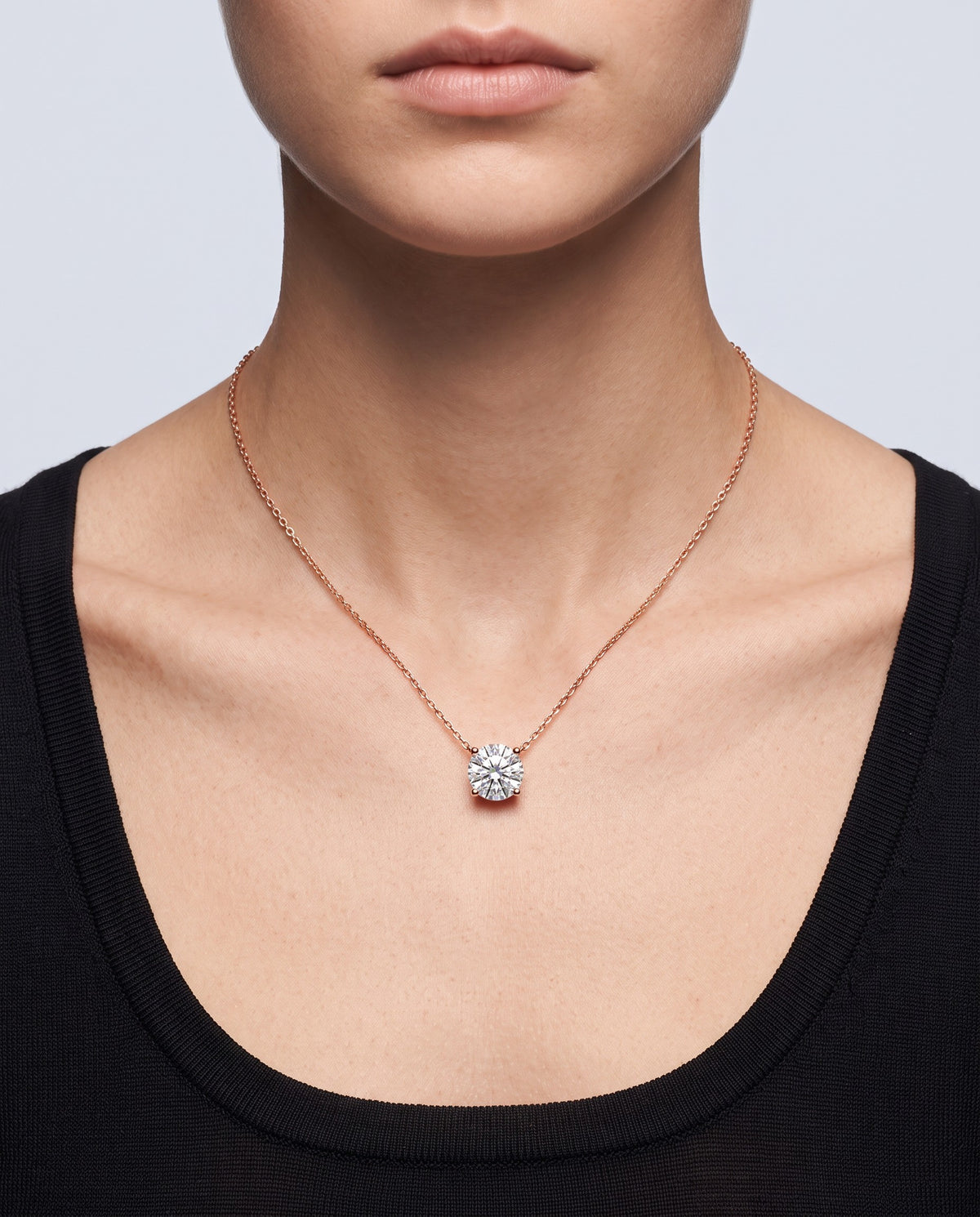 Rosalie Moissanite Pendant Necklace - on model