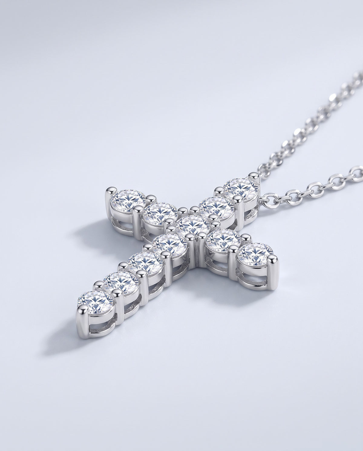 Sacred Moissanite Cross Pendant Necklace - angle
