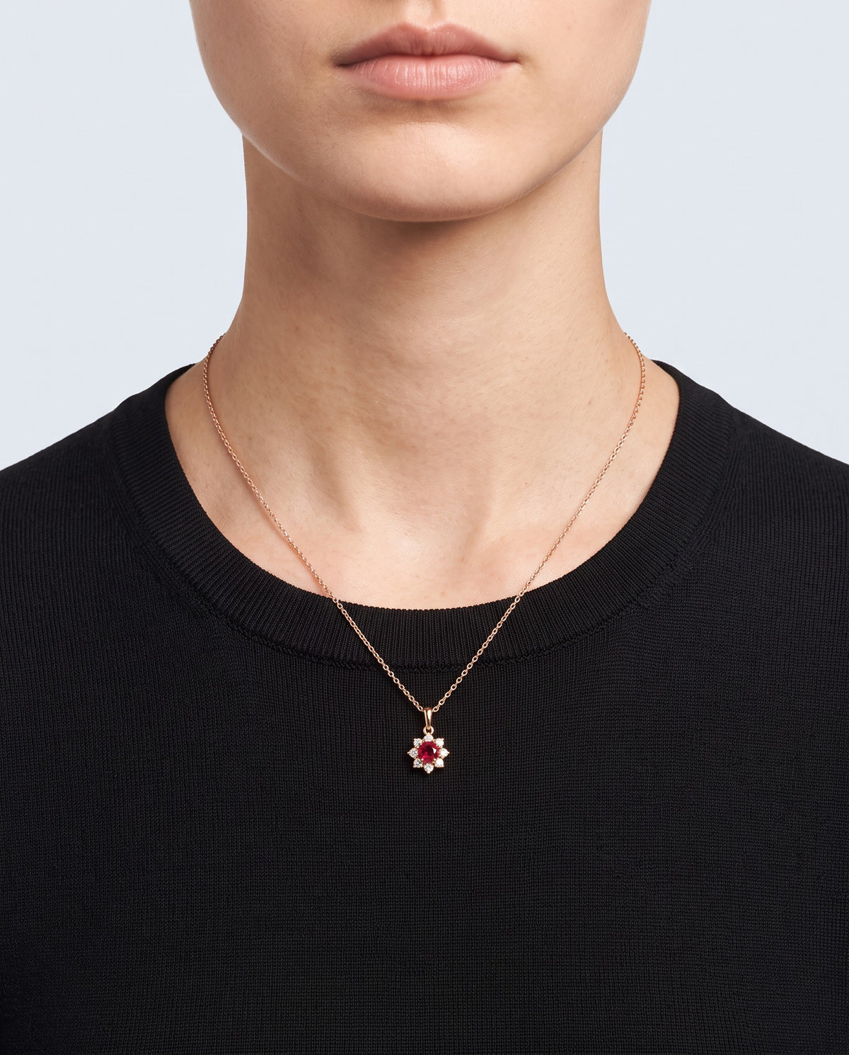 Sol Sun Pendant Necklace - on model