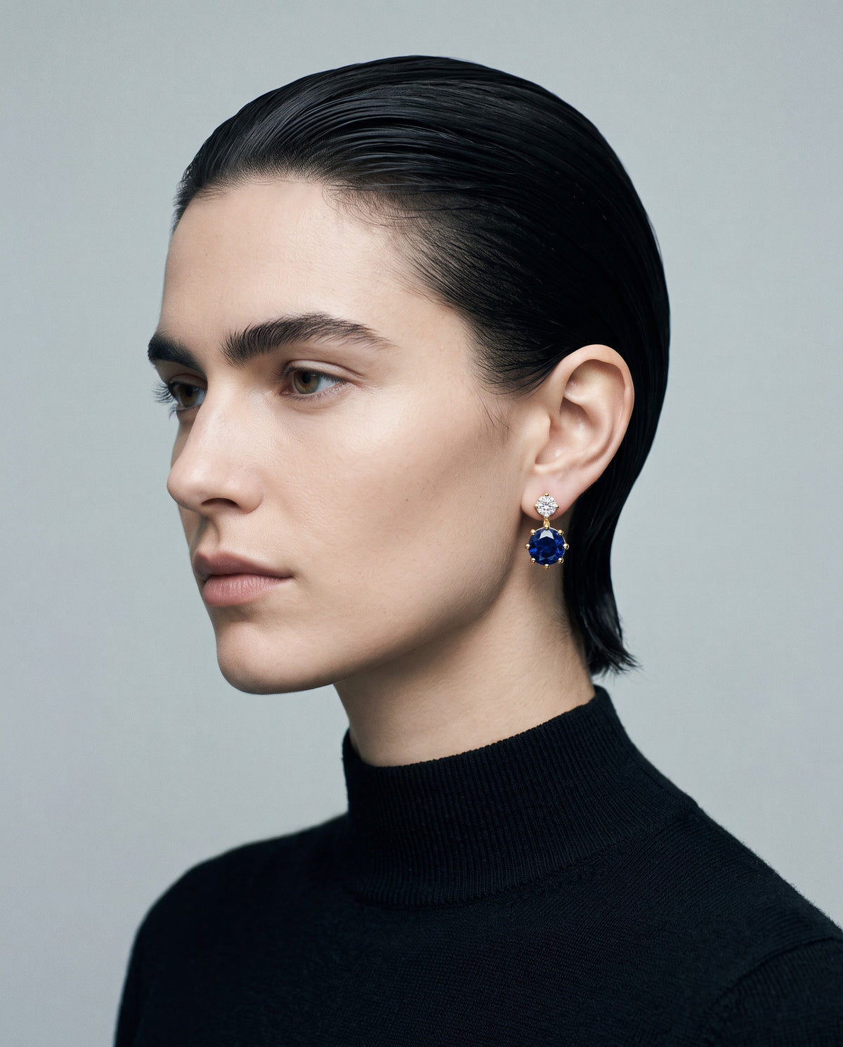 Tiara Blue Stone Stud Earrings - campaign