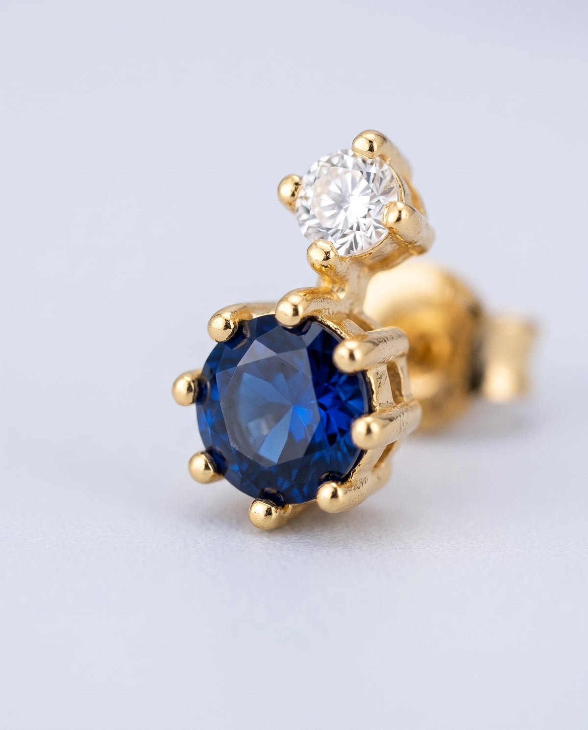 Tiara Blue Stone Stud Earrings - detail