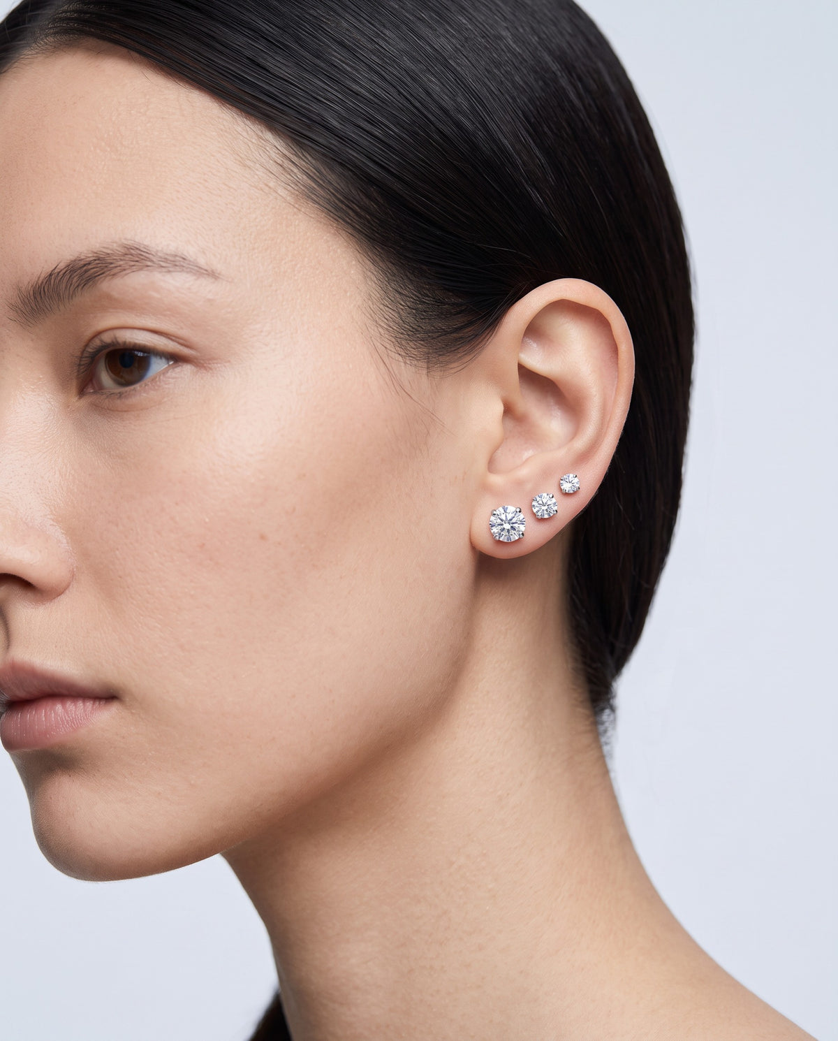 Trio Stud Earring Set - on model