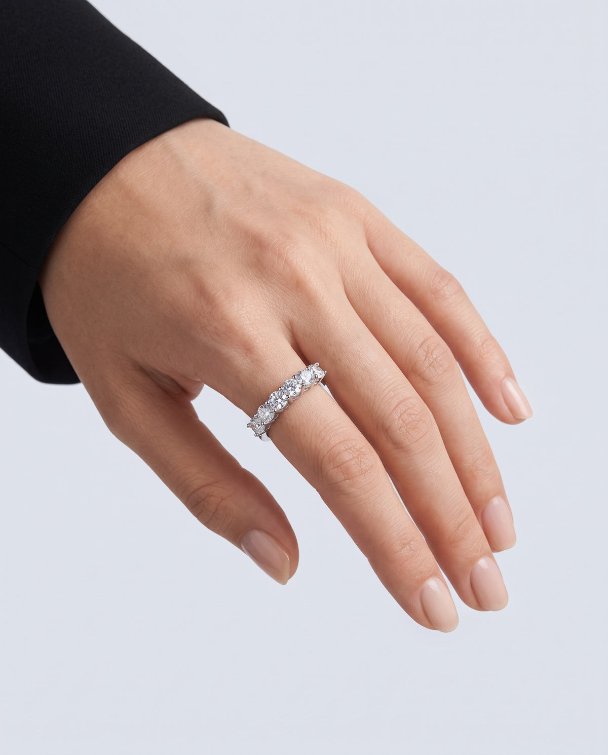 Twin Moissanite Ring - on model