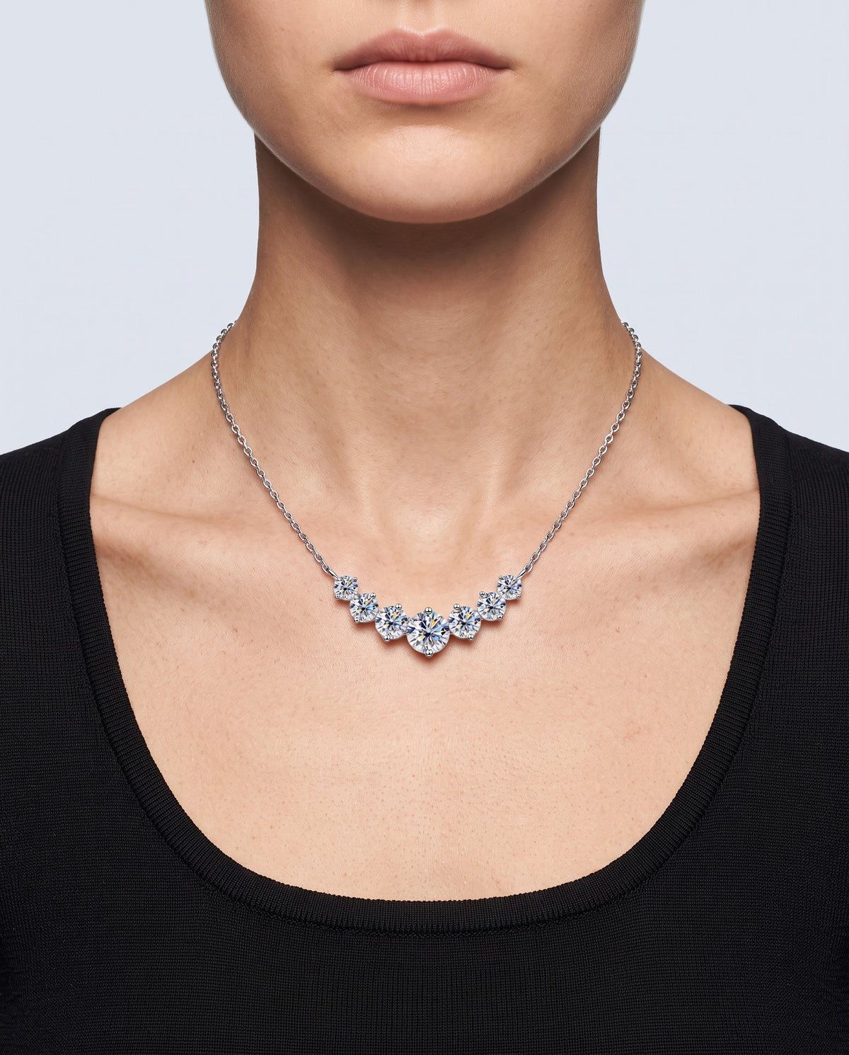 Union Moissanite Pendant Necklace - on model