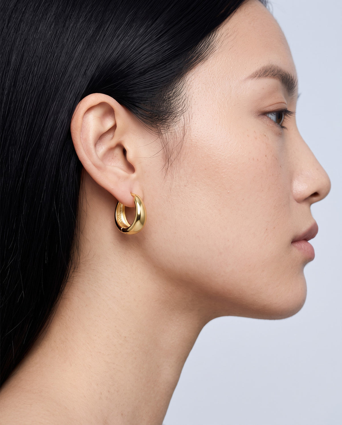 Vault Wide Hoop Earrings - on model