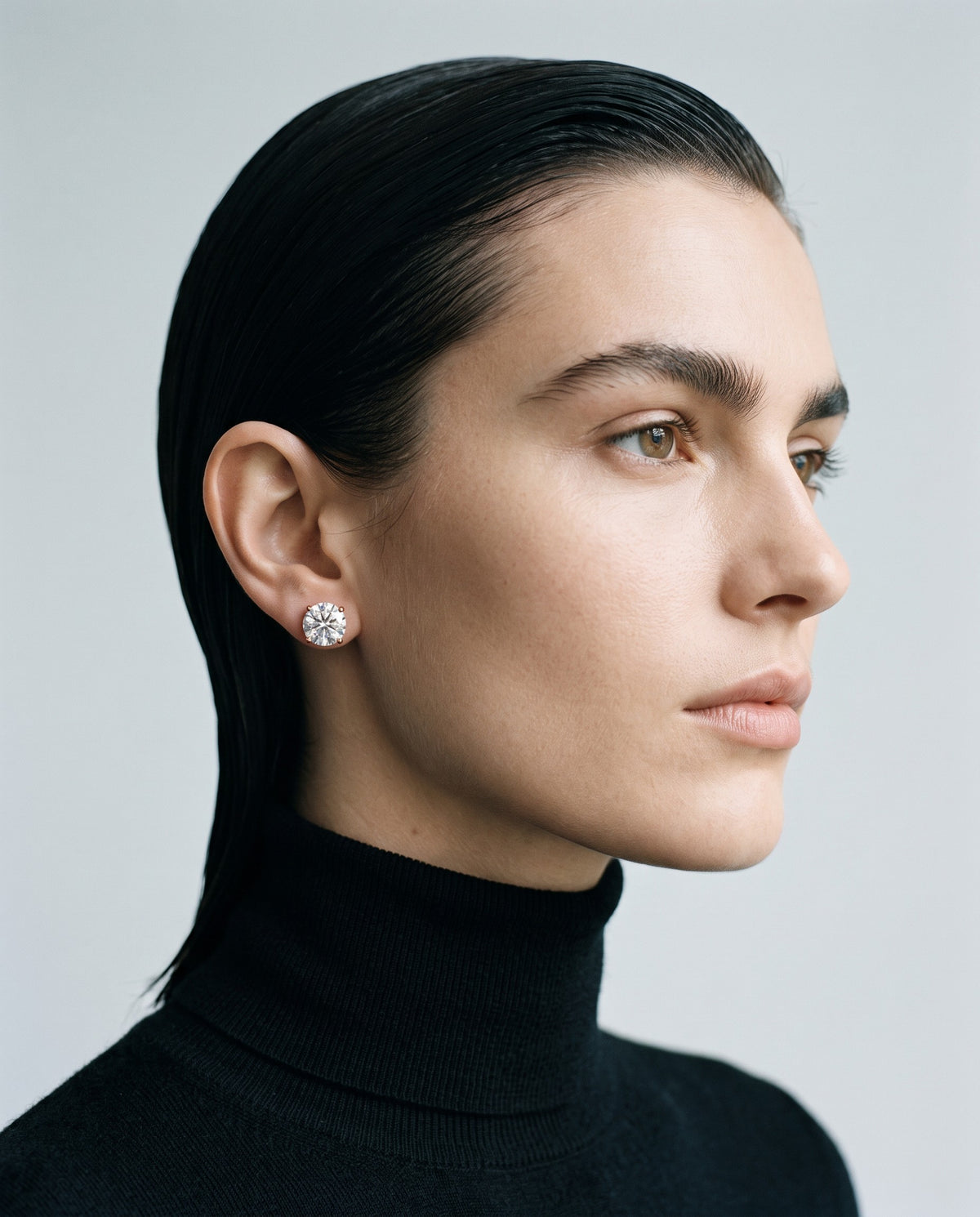 Veil Moissanite Stud Earrings – editorial campaign image