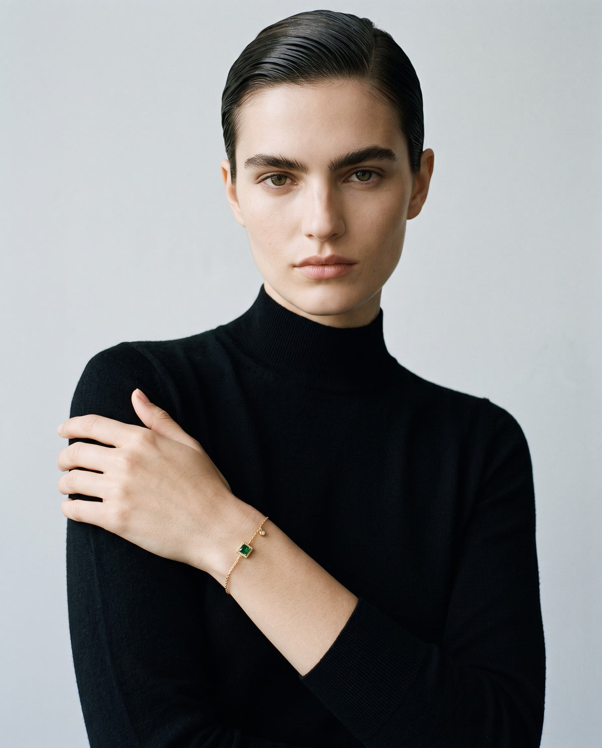 Verdant Emerald Crystal Chain Bracelet - campaign