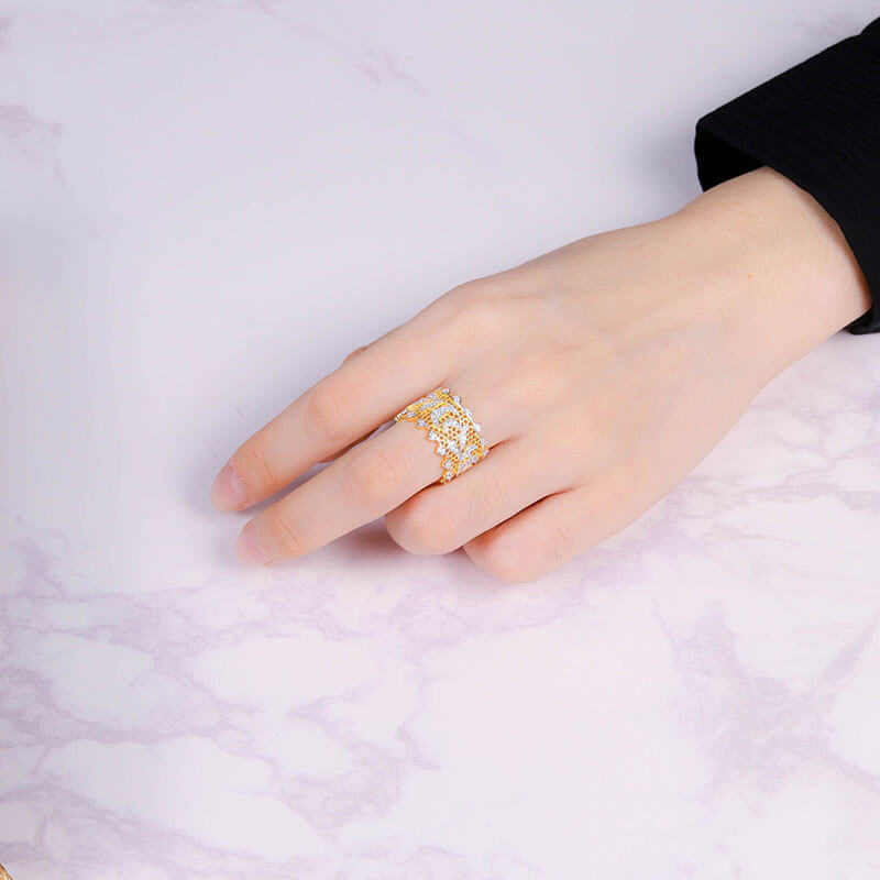 Model wearing Vintage Gold Filigree Ring