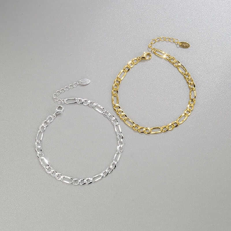 Gold and Silver Figaro Link Chain Bracelet