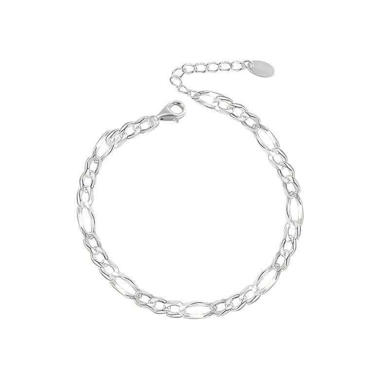 Silver Figaro Link Chain Bracelet