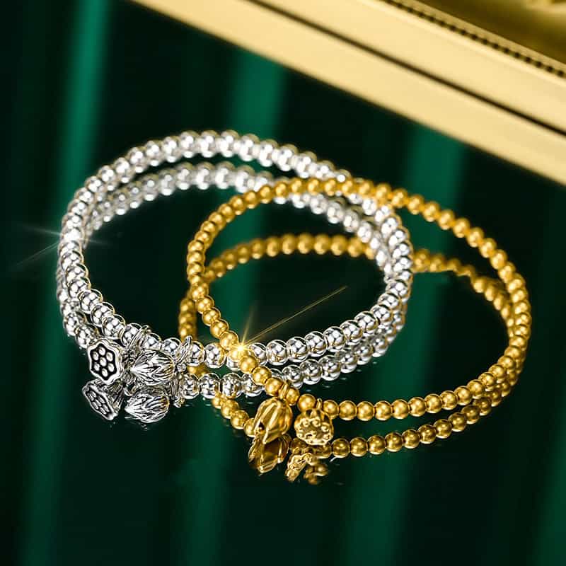 Women's Plain Chain Gold Bead Bracelet