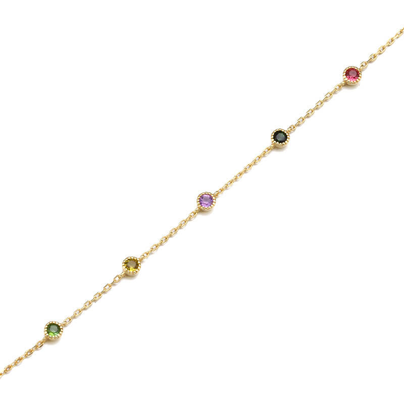 Treasure Slender Exquisite Bracelet Women 925 Sterling Silver Inlaid Tourmaline Simple And Versatile Bracelet