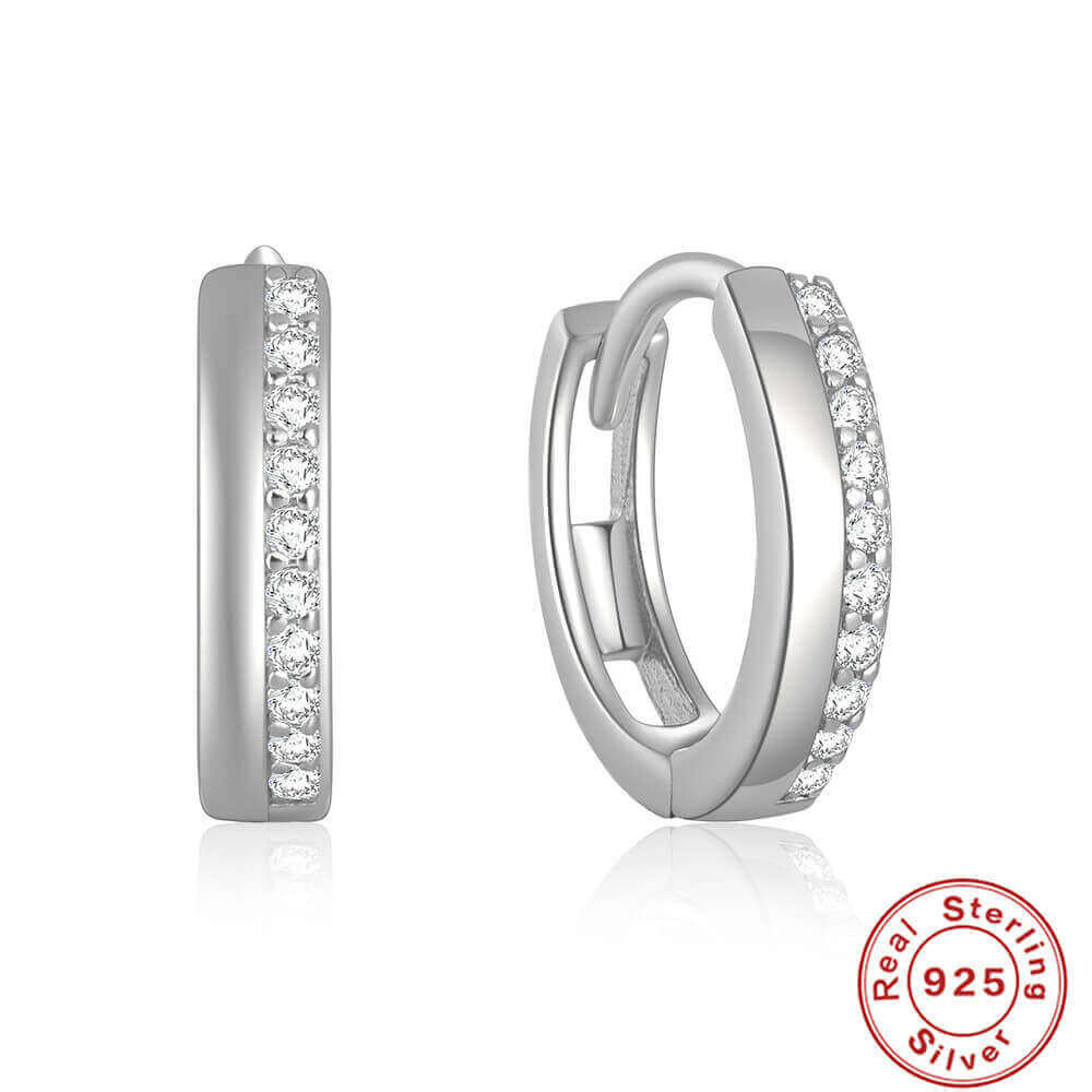 Silver Zircon Hoop Earrings