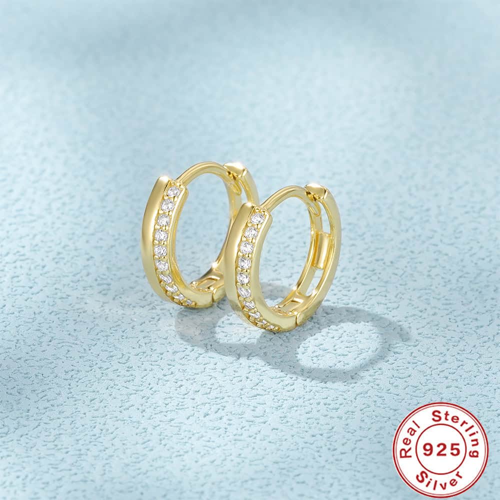 Gold Zircon Hoop Earrings