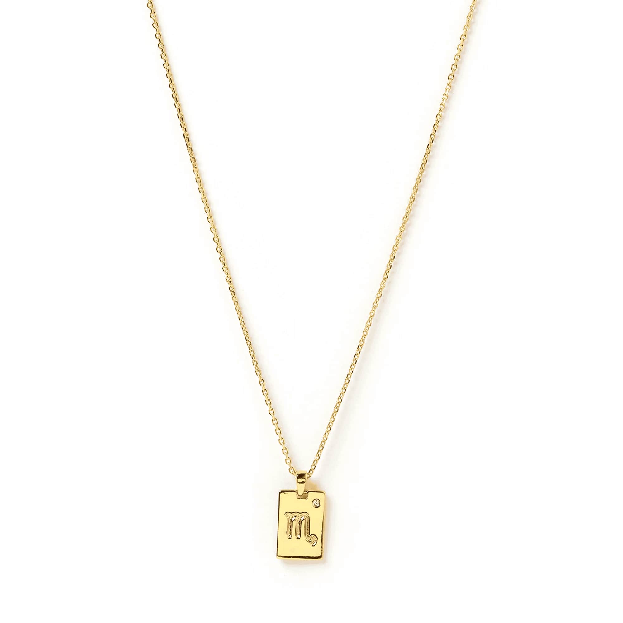 Zodiac Gold Tag Necklace 14k Gold plated 