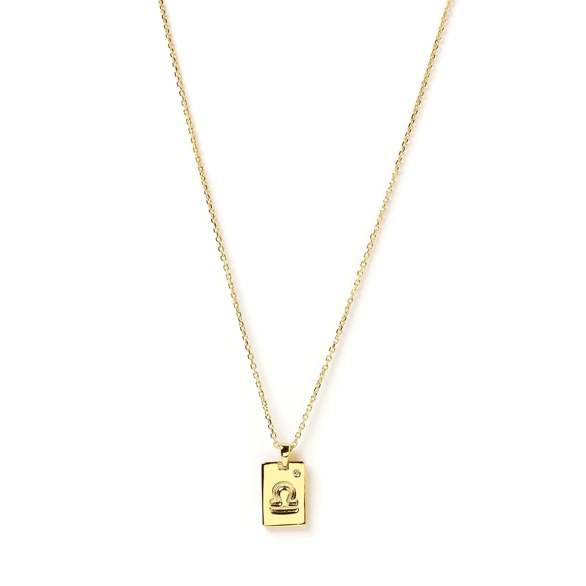 Zodiac Gold Tag Necklace 14k Gold plated 