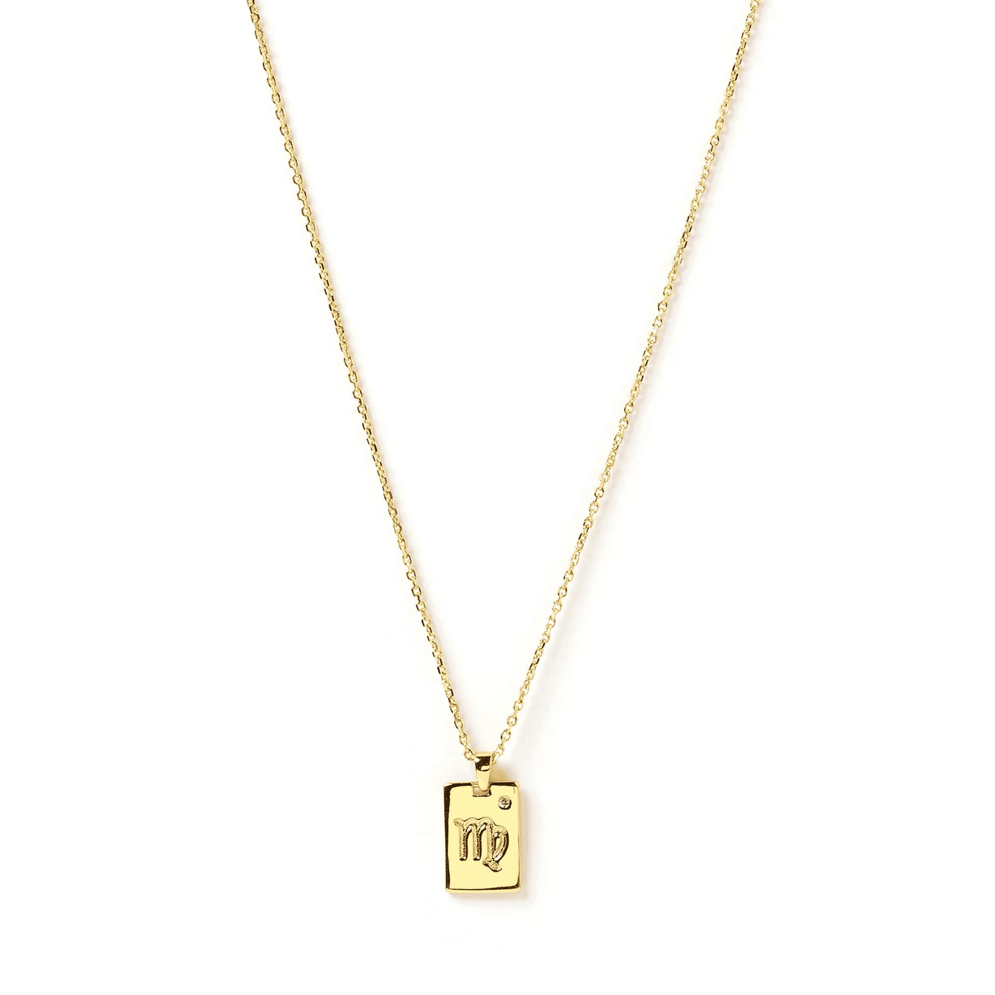 Zodiac Gold Tag Necklace 14k Gold plated 