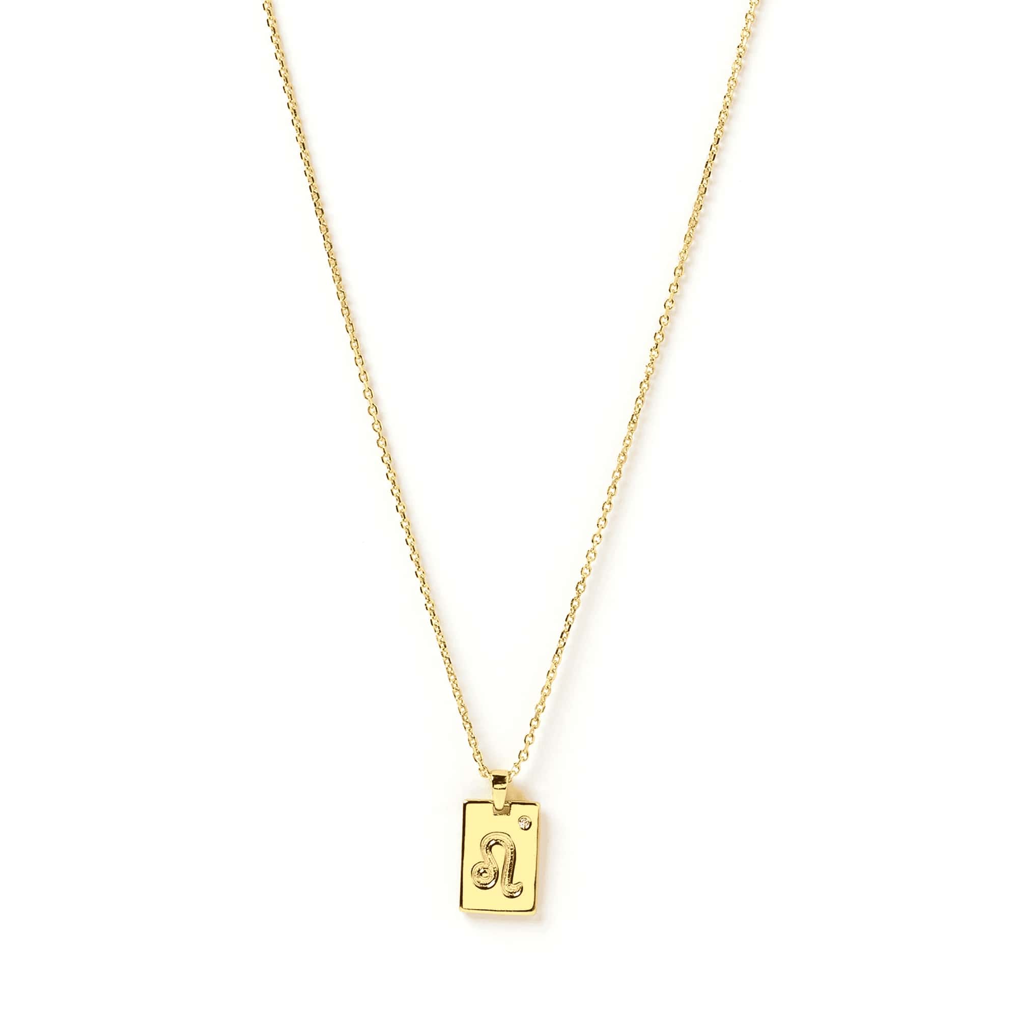 Zodiac Gold Tag Necklace 14k Gold plated 