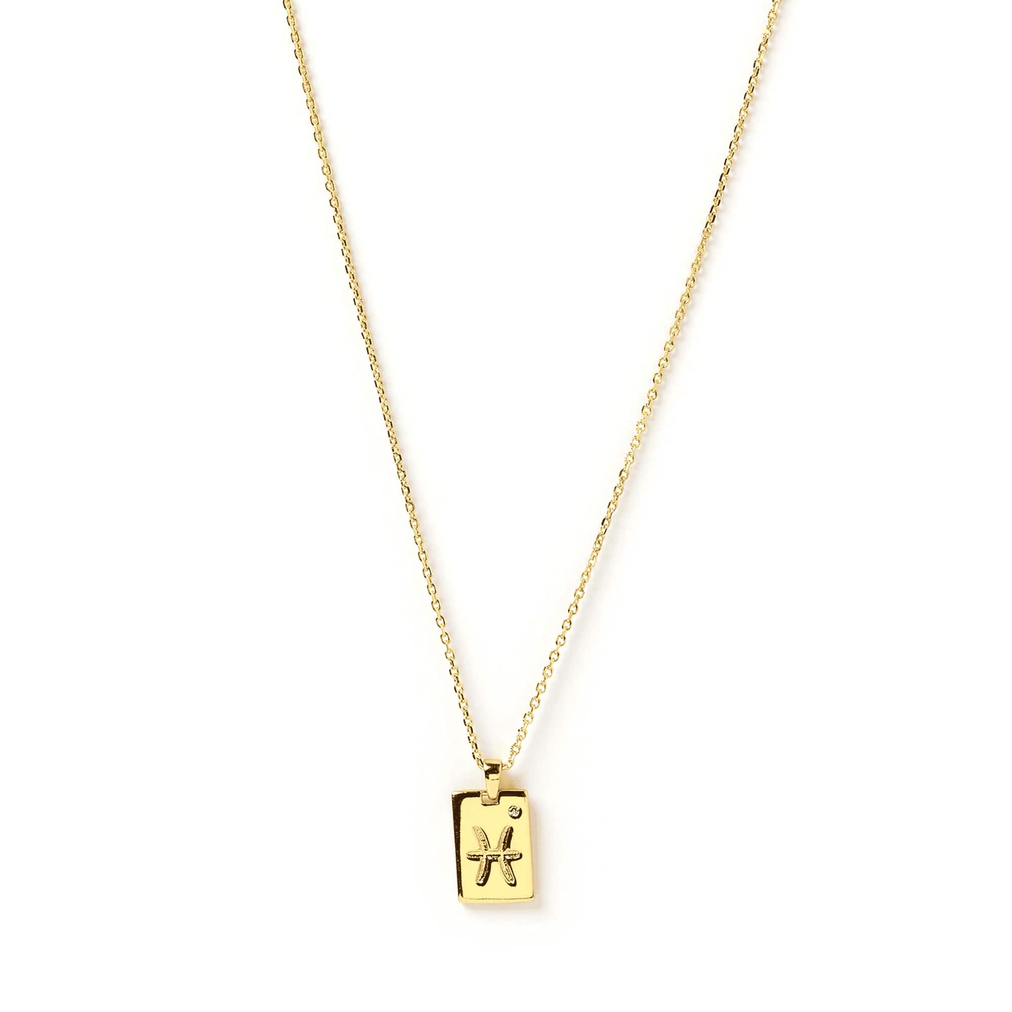 Zodiac Gold Tag Necklace 14k Gold plated 