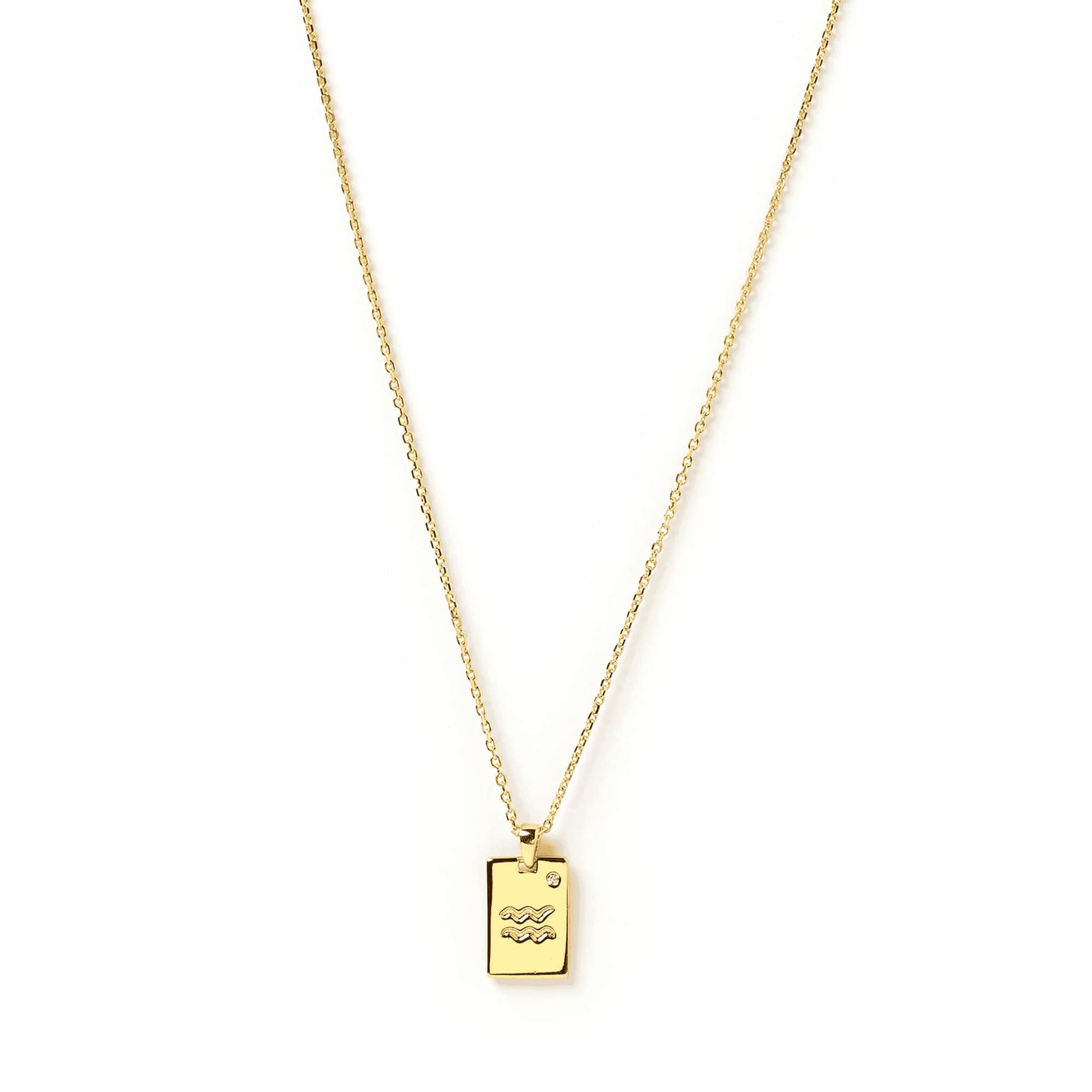 Zodiac Gold Tag Necklace 14k Gold plated 